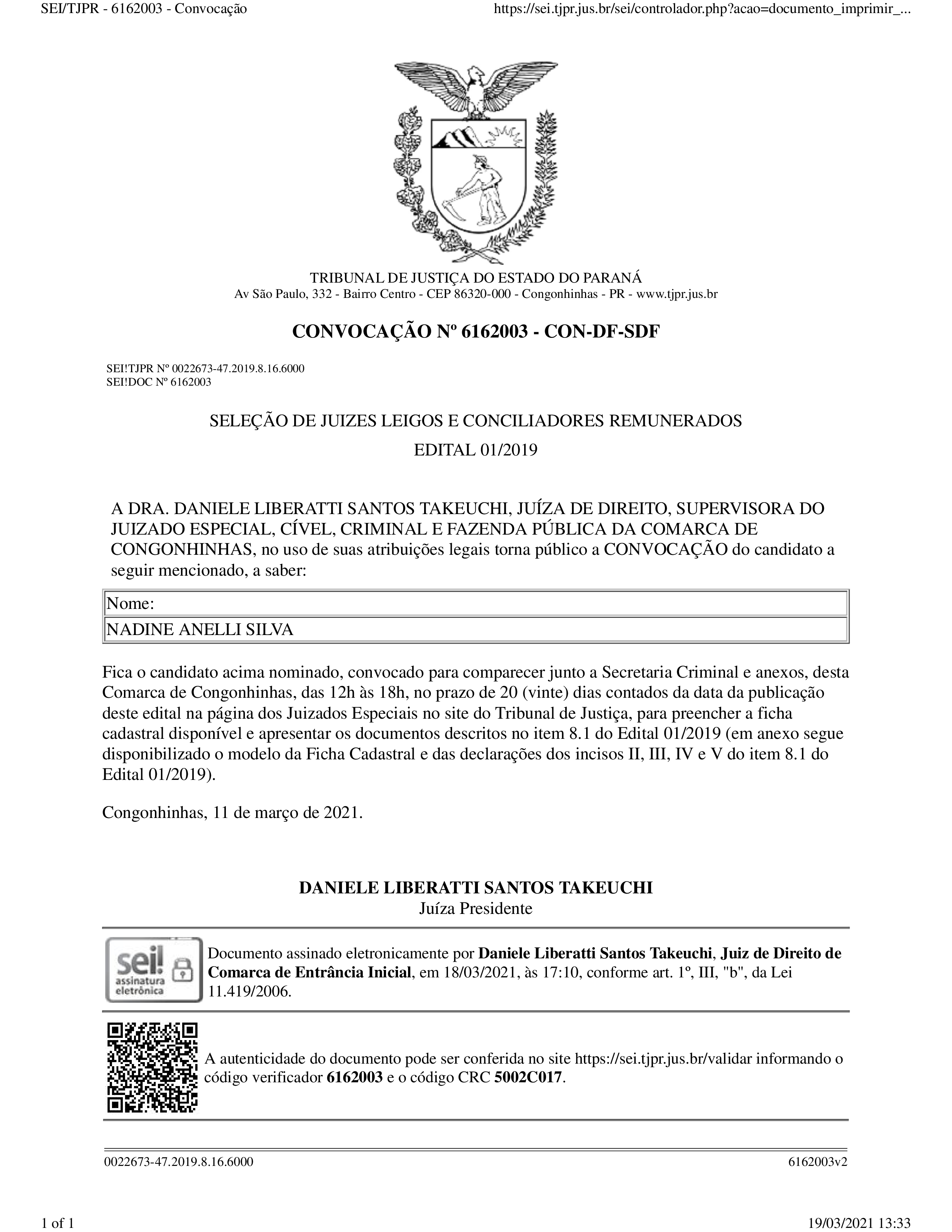 Disponibilizado em 19/03/2021