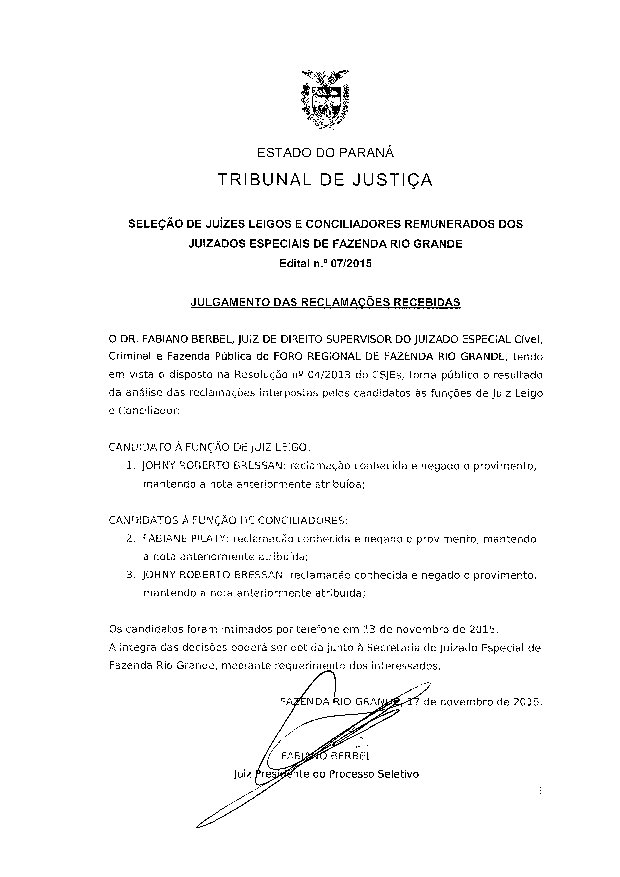 Disponibilizado em 18/11/2015